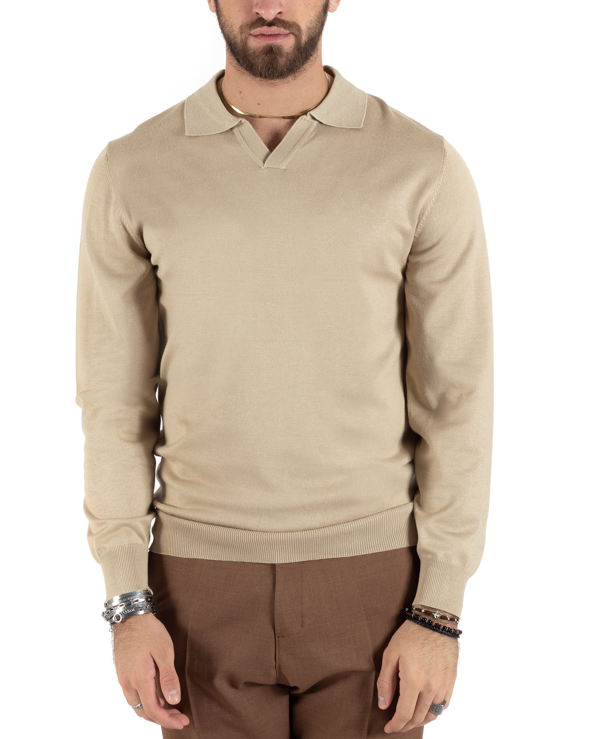 Men's Casual Crewneck Sweater Solid Color Long Sleeve Olive Green GIOSAL M2495A