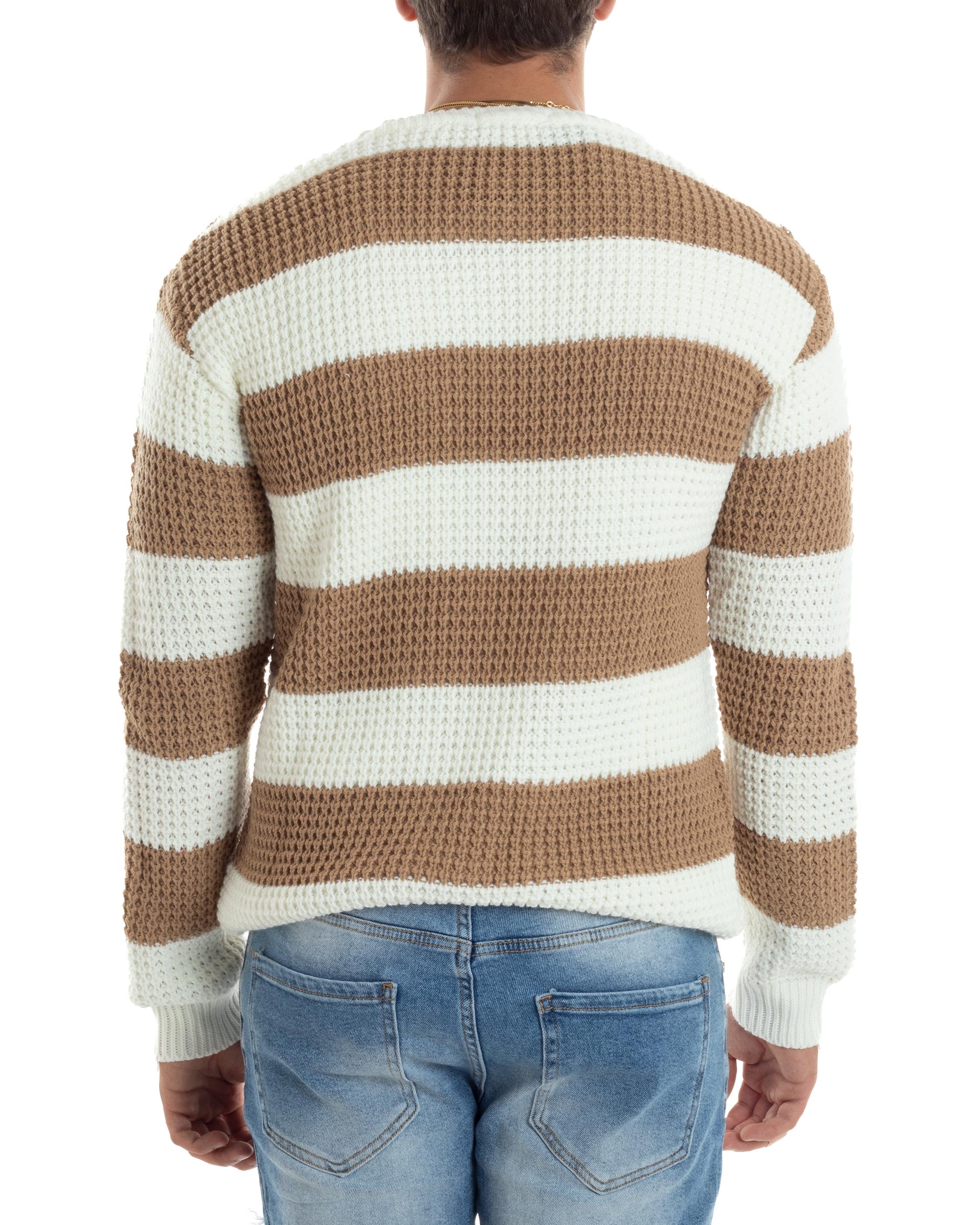 Maglione Uomo Girocollo Rigato Maglia Inglese Comoda Pullover Caldo Ca