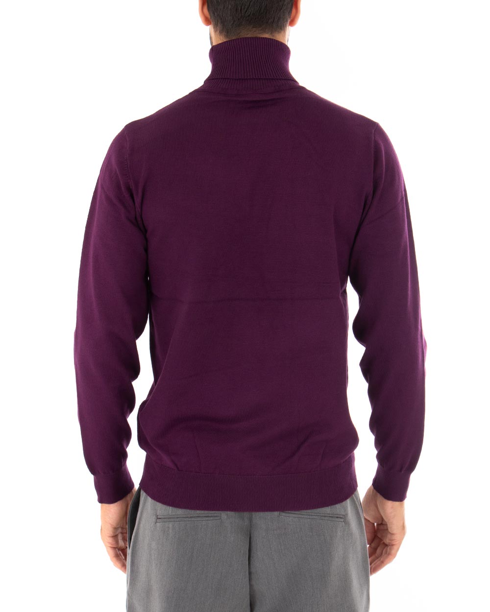 Maglioncino Uomo Collo Alto Maglia Rasata Morbida Dolcevita Sottogiacca Basic Tinta Unita Viola GIOSAL-M2960A