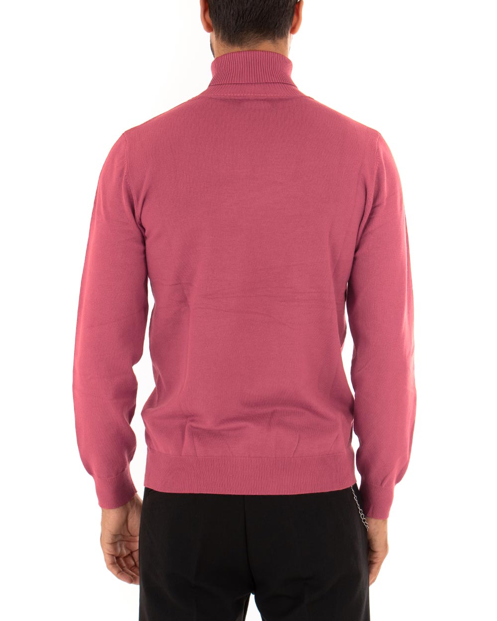 Maglioncino Uomo Collo Alto Maglia Rasata Morbida Dolcevita Sottogiacca Basic Tinta Unita Fucsia GIOSAL-M2961A