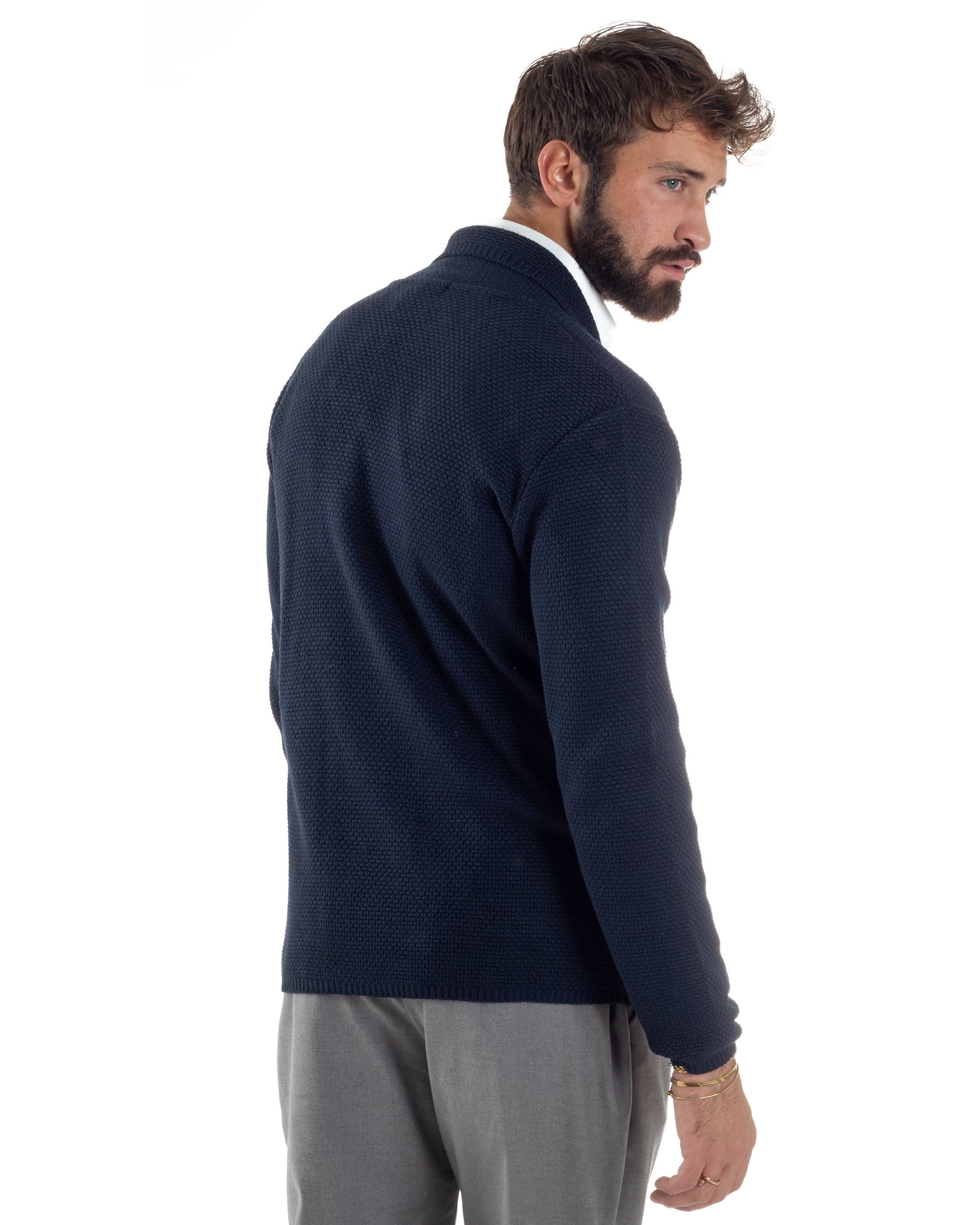 Cardigan Uomo Doppiopetto Maglia Links Blu Over-D OC1F2W5M28