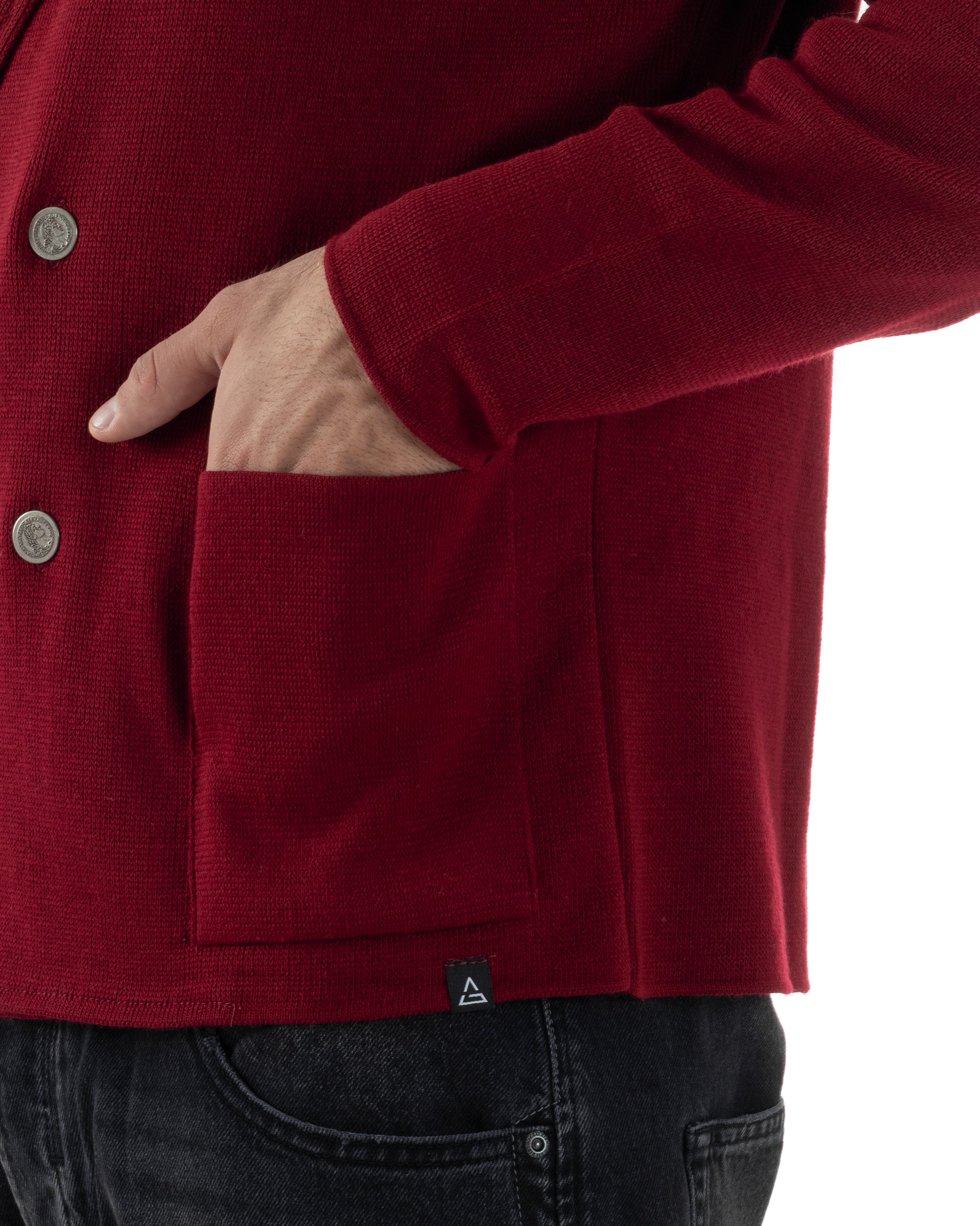 Cardigan Uomo Doppiopetto Giacca Con Bottoni Metallo Maglia Links Bordeaux M3041A