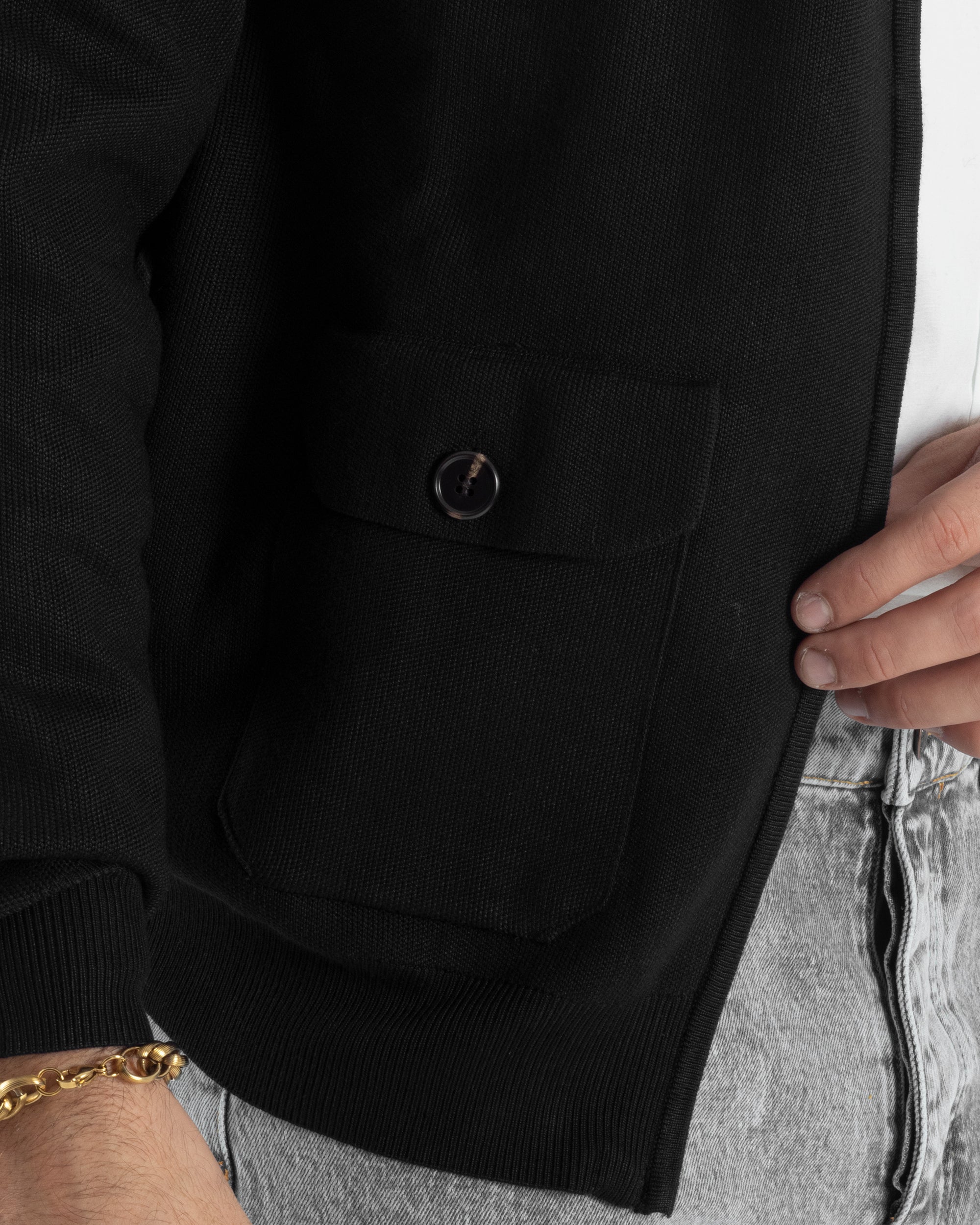 Cardigan Uomo Giacca Comoda Calda Maglioncino Con Collo Zip Nero M3063A