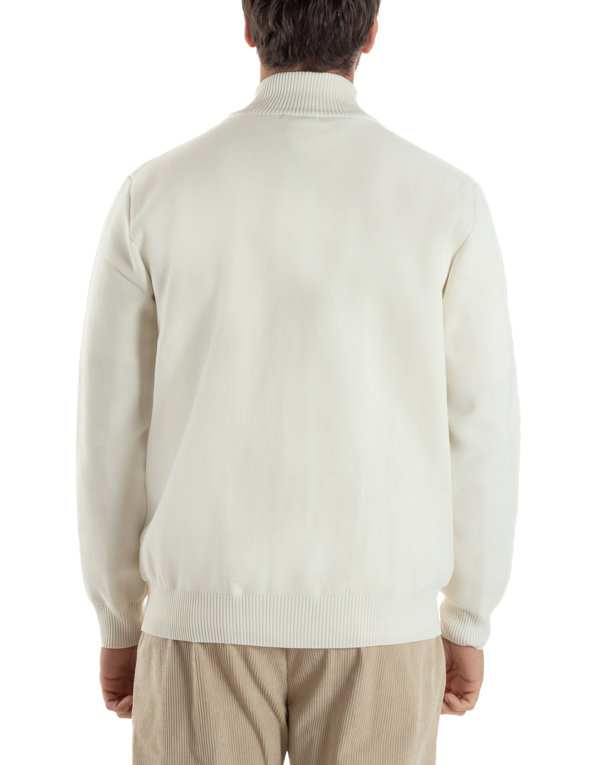 Cardigan Uomo Maglia Con Collo Bottoni Giacca Panna Over-D OE1F2W5M91