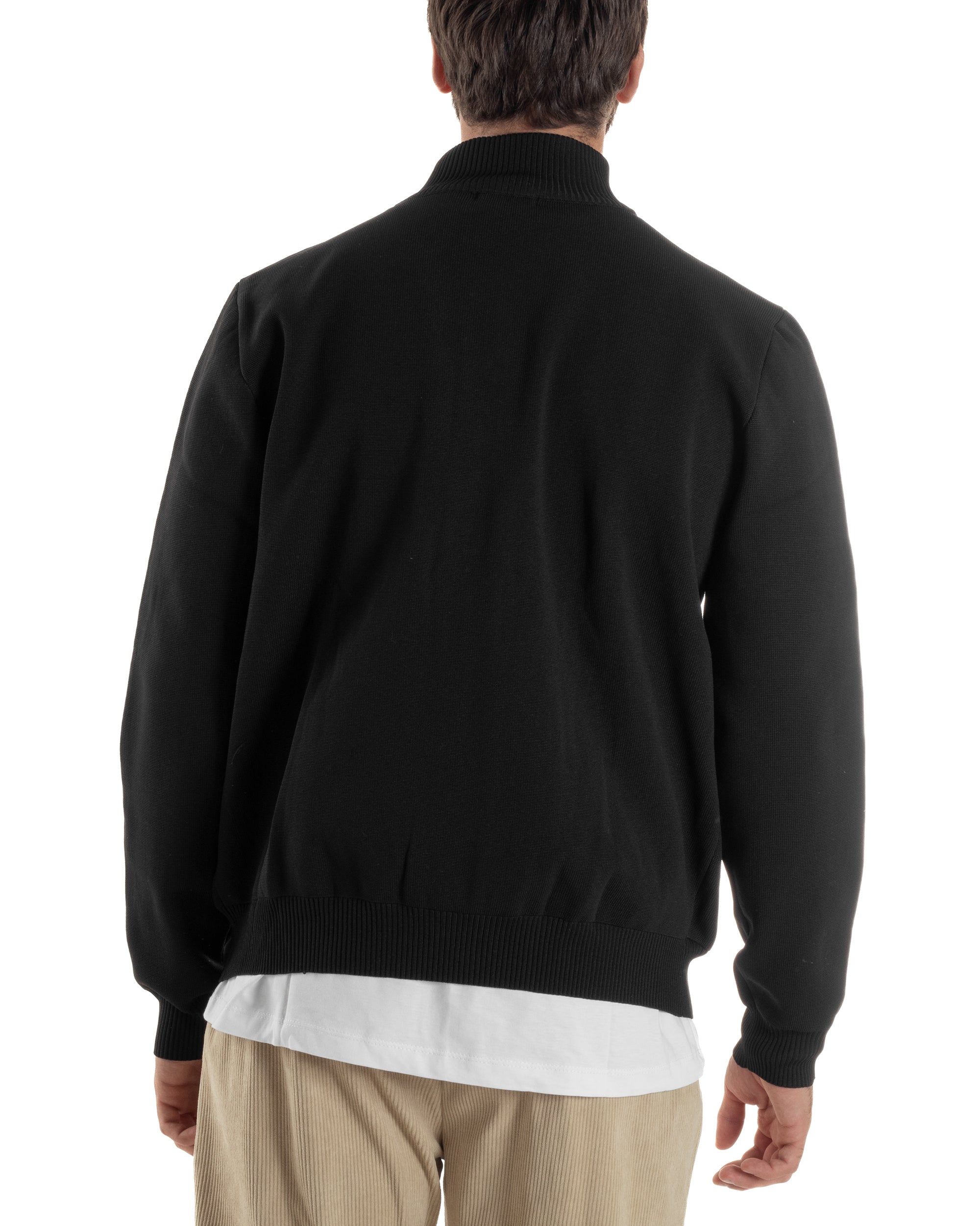 Cardigan Uomo Maglia Con Collo Bottoni Giacca Nero Over-D OE1F2W5M91