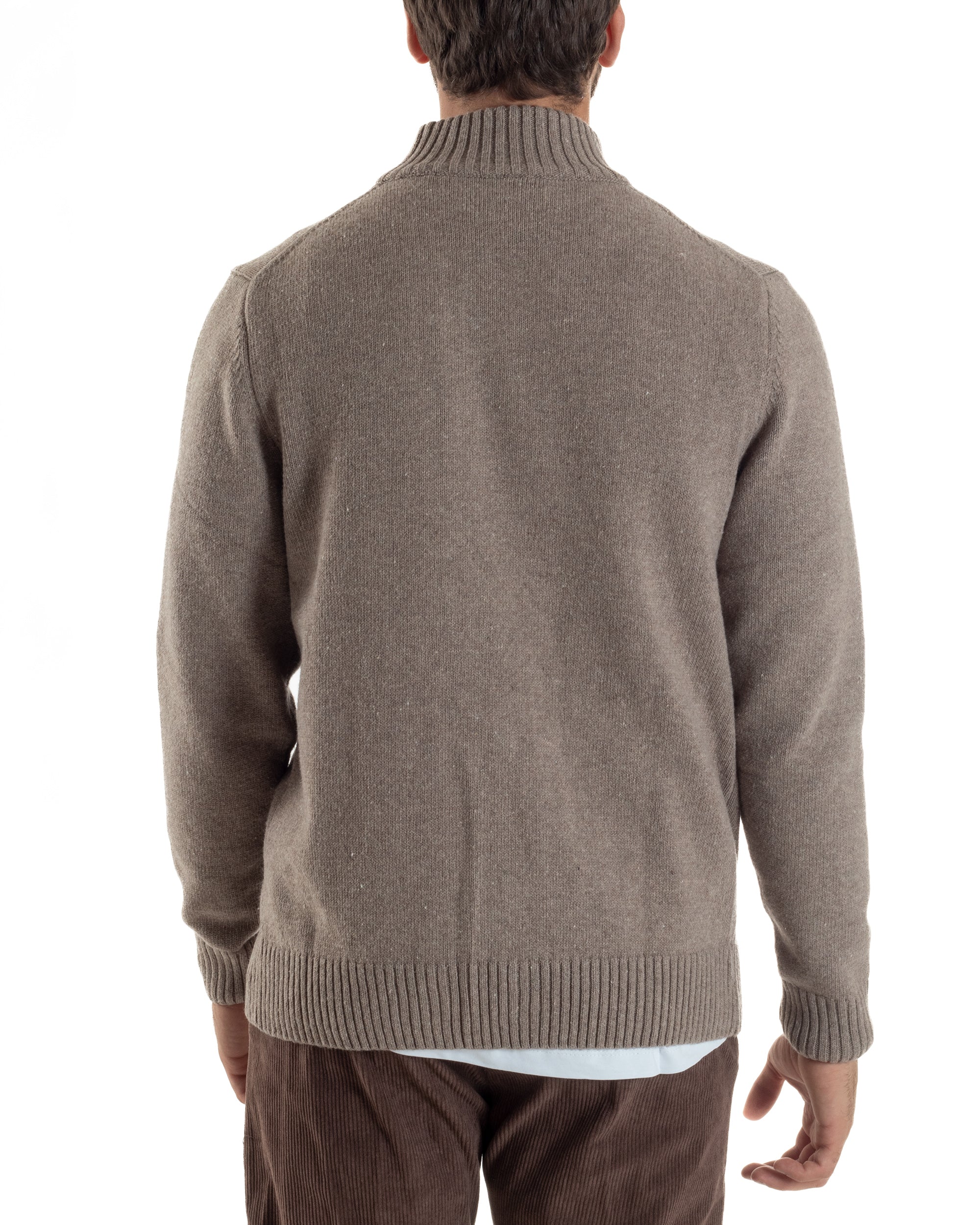 Cardigan Uomo Lana Giacca Comoda Calda Maglioncino Con Collo Bottoni Beige M3074A