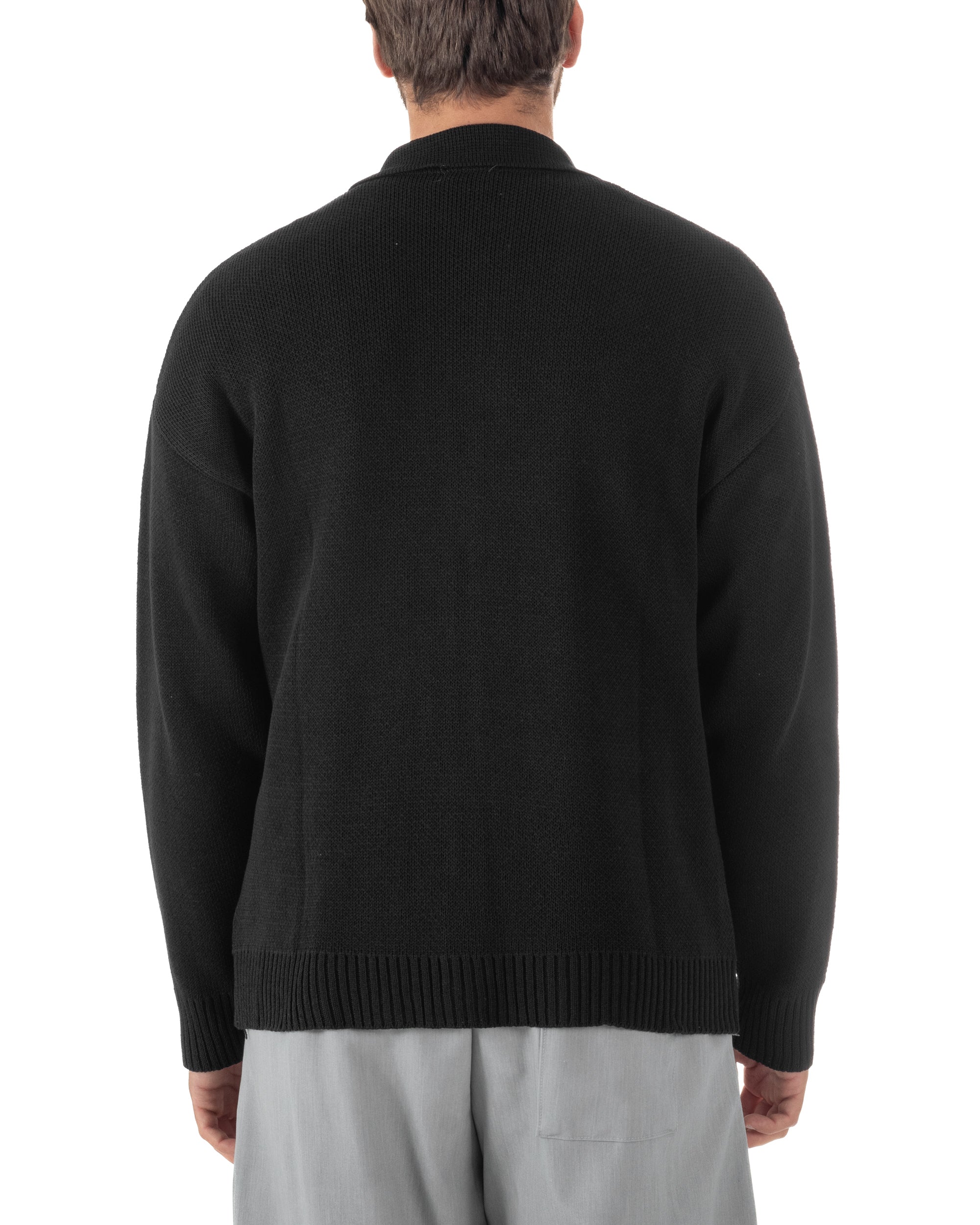 Vista completa posteriore cardigan uomo nero zip streetwear made in Italy