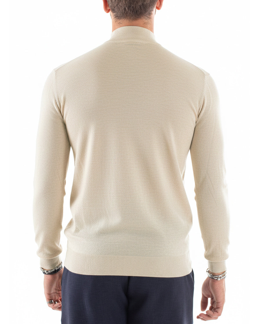 Maglioncino uomo maglia mezzo collo sottogiacca beige melangiato M3102A