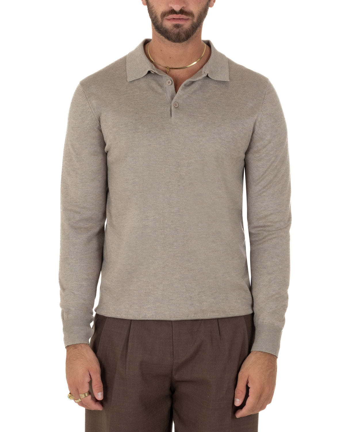 Maglioncino uomo basic beige melangiato, facile da abbinare
