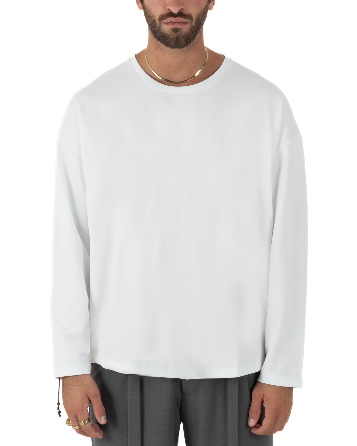 longslive bianca uomo girocollo modello oversize con taglio boxy 