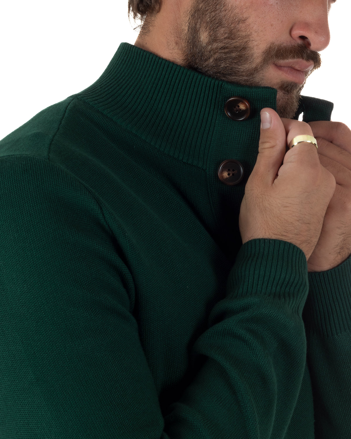Cardigan uomo maglia con collo bottoni giacca petrolio GIOSAL-M3121A