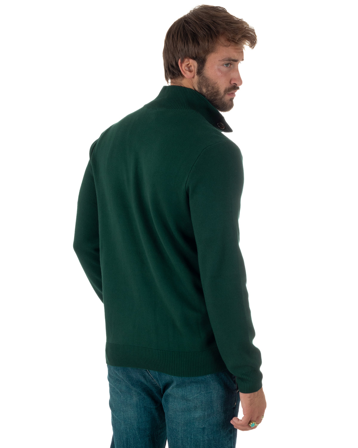 Cardigan uomo maglia con collo bottoni giacca petrolio GIOSAL-M3121A