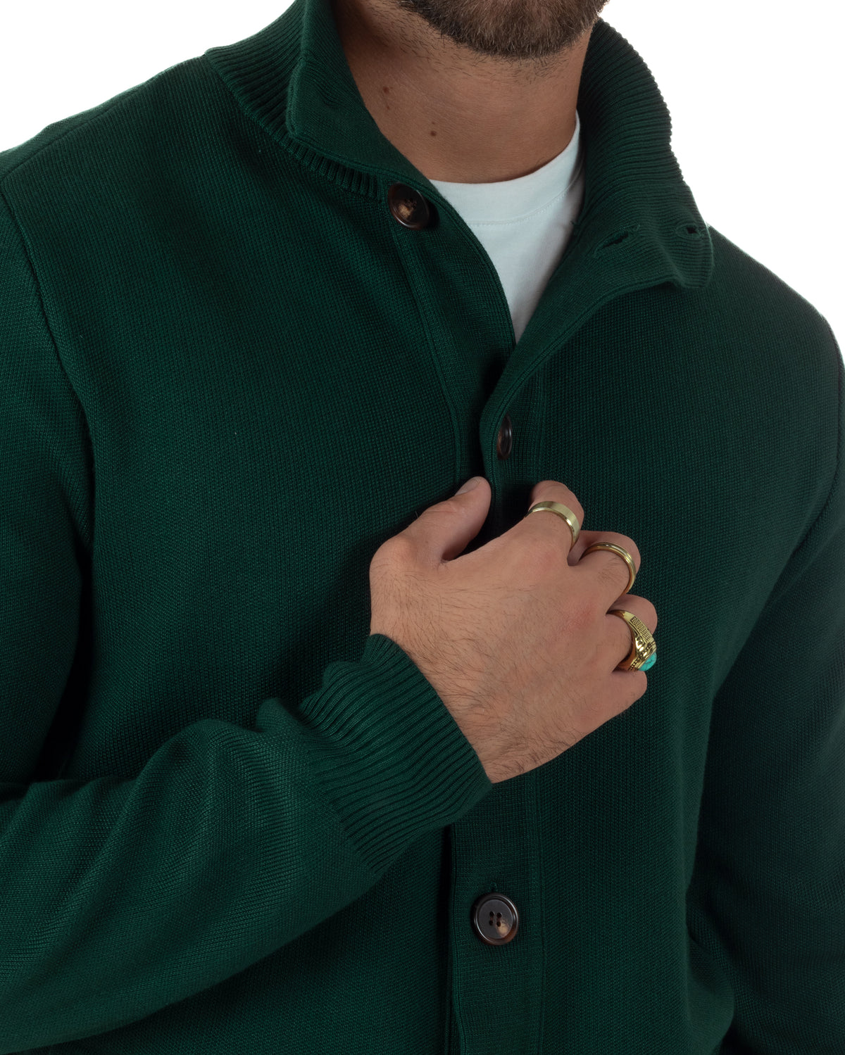 Cardigan uomo maglia con collo bottoni giacca petrolio GIOSAL-M3121A