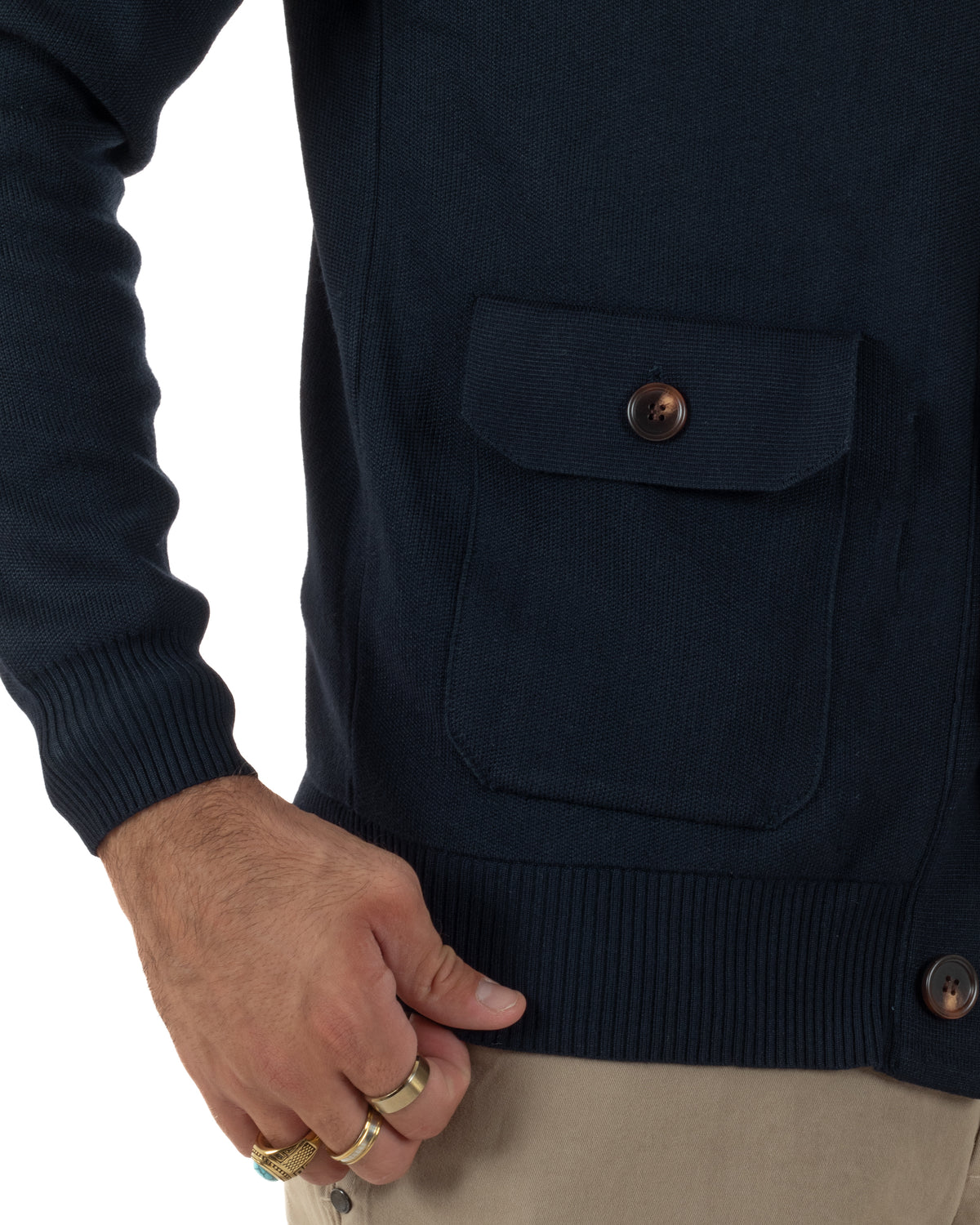 Cardigan uomo maglia con collo bottoni giacca blu GIOSAL-M3123A