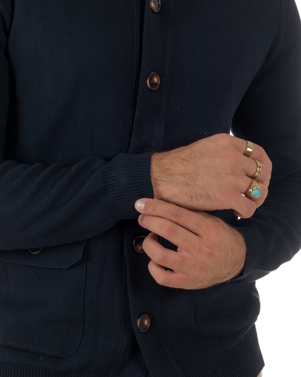 Cardigan uomo maglia con collo bottoni giacca blu GIOSAL-M3123A
