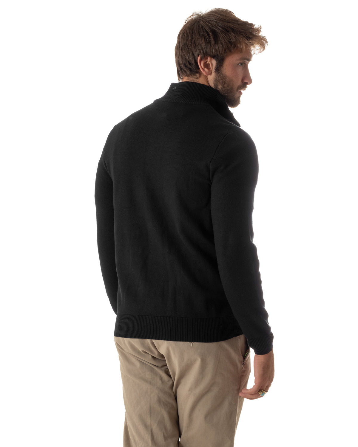 Cardigan uomo maglia con collo bottoni giacca nero GIOSAL-M3124A