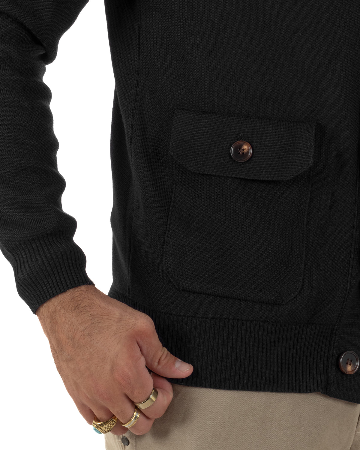Cardigan uomo maglia con collo bottoni giacca nero GIOSAL-M3124A