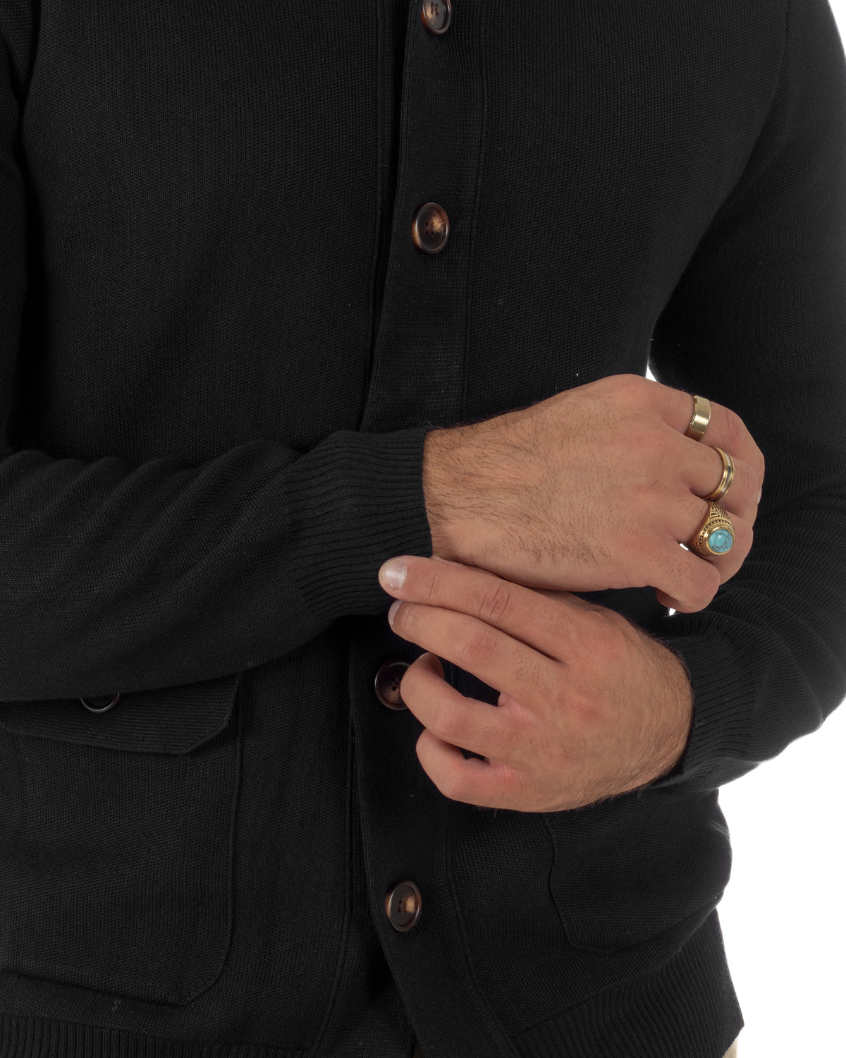 Cardigan uomo maglia con collo bottoni giacca nero GIOSAL-M3124A