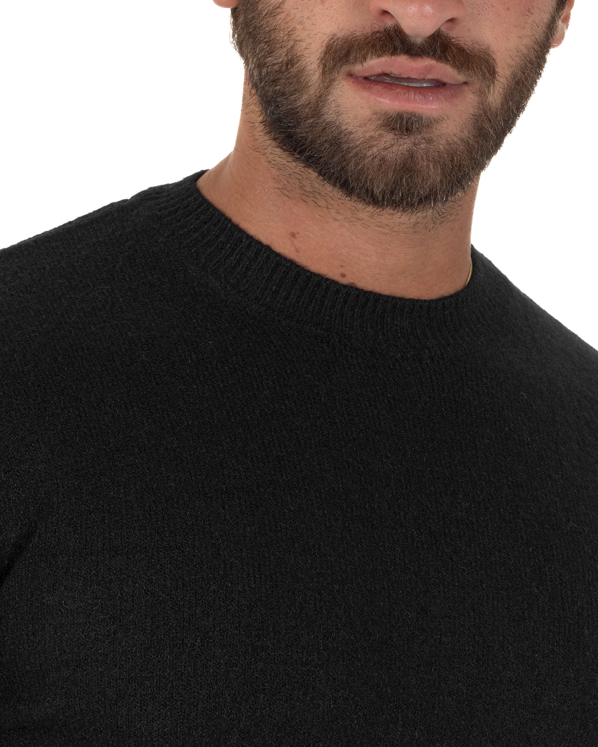 Maglioncino uomo girocollo ciniglia caldo basic nero GIOSAL-M3129A