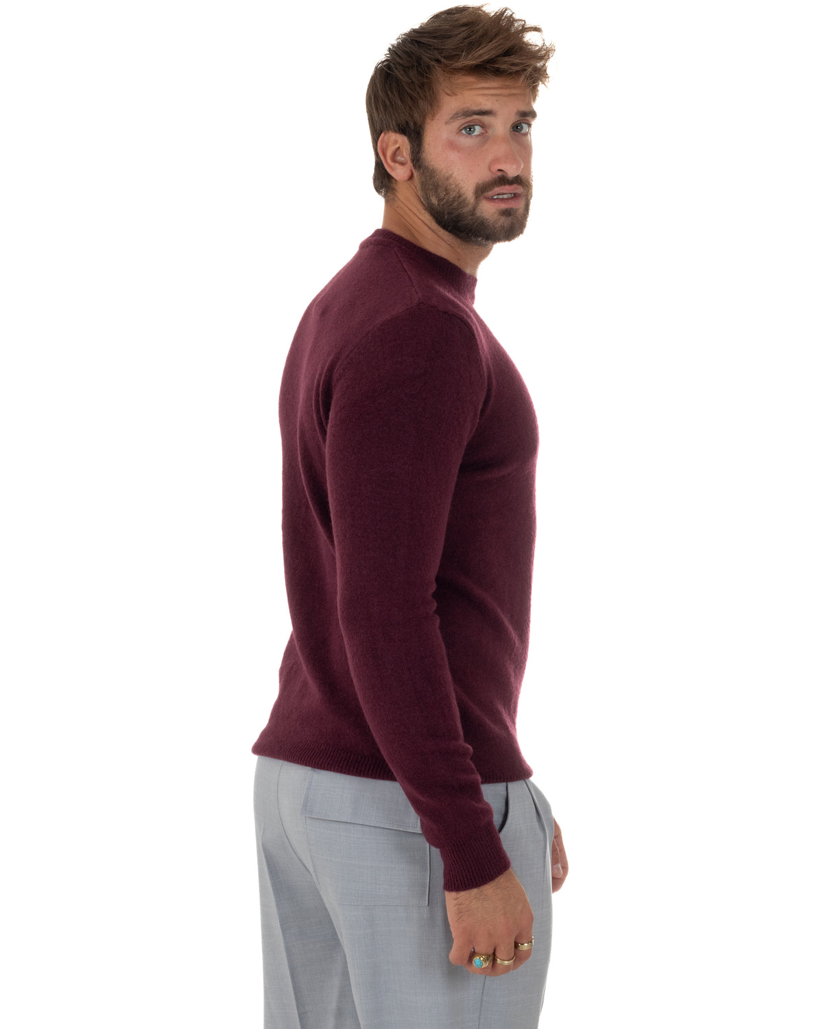 Maglioncino uomo girocollo ciniglia caldo basic bordeaux GIOSAL-M3130A