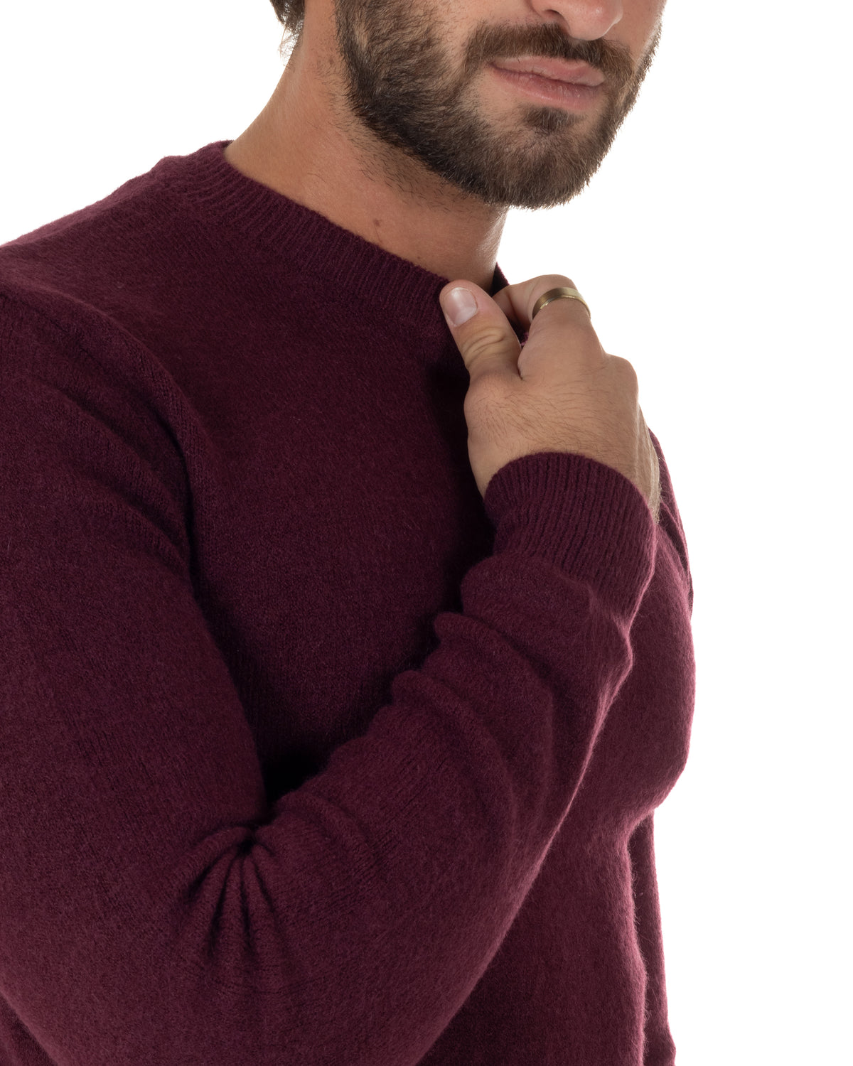 Maglioncino uomo girocollo ciniglia caldo basic bordeaux GIOSAL-M3130A