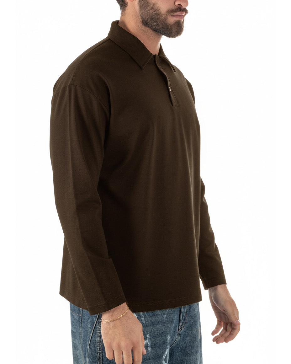 Linea ampia sul dorso della polo oversize GIOSAL marrone,