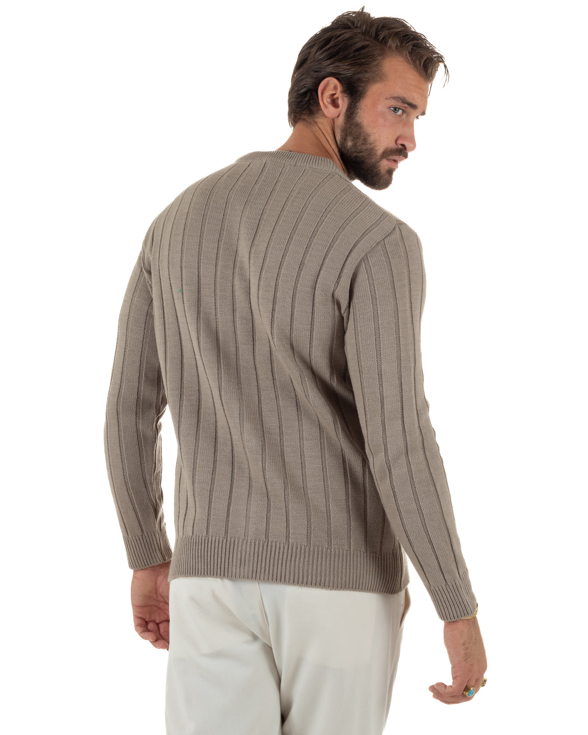 Cardigan giacca coreana uomo maglia coste verticali fango GIOSAL-M3159A