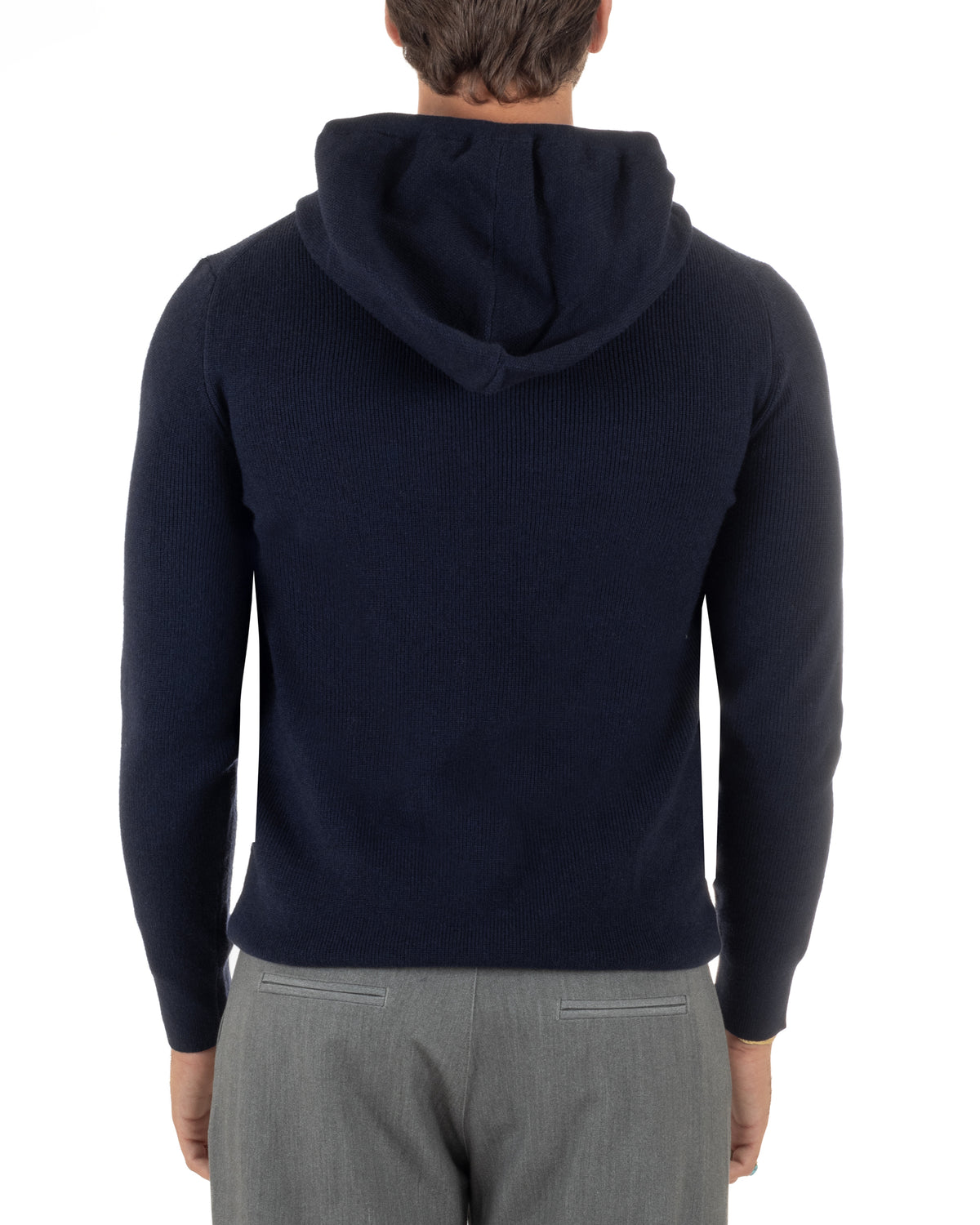 Maglioncino uomo maglia mélange con cappuccio coulisse blu GIOSAL-M3177A