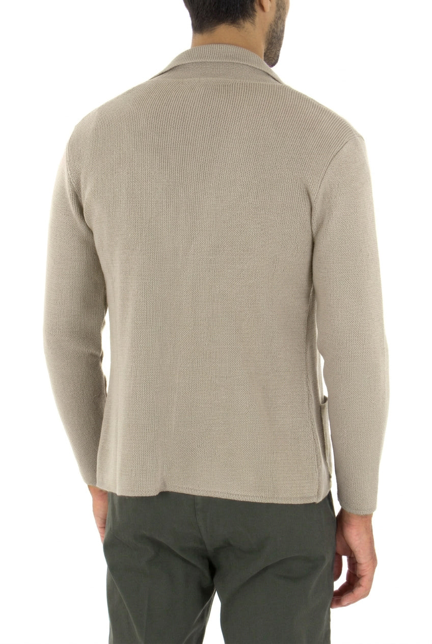 Cardigan uomo giacca con bottoni maglia pochette invernale casual fango GIOSAL-M3217A