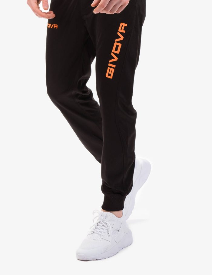 Tuta GIVOVA VISA NERO ARANCIO FLUO Triacetato Set Unisex Sportivo Da Ginnastica Felpa Con Zip Pantaloni Tracksuit GIOSAL