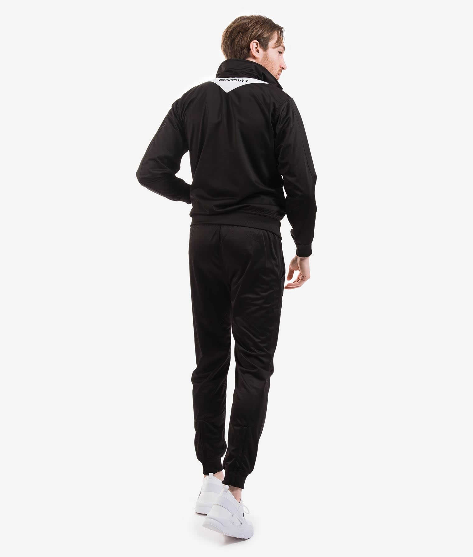 Tuta GIVOVA VISA NERO BIANCO Triacetato Set Unisex Sportivo Da Ginnastica Felpa Con Zip Pantaloni Tracksuit GIOSAL