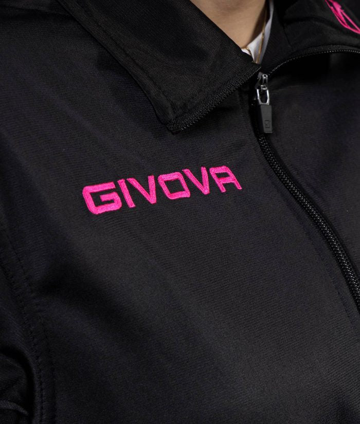 Tuta GIVOVA REVOLUTION NERO FUXIA FLUO Triacetato Set Unisex Sportivo Felpa Con Zip Pantaloni Tracksuit Da Ginnastica GIOSAL