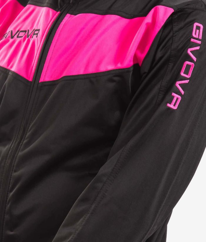 Tuta GIVOVA VISA NERO FUXIA FLUO Triacetato Set Unisex Sportivo Da Ginnastica Felpa Con Zip Pantaloni Tracksuit GIOSAL