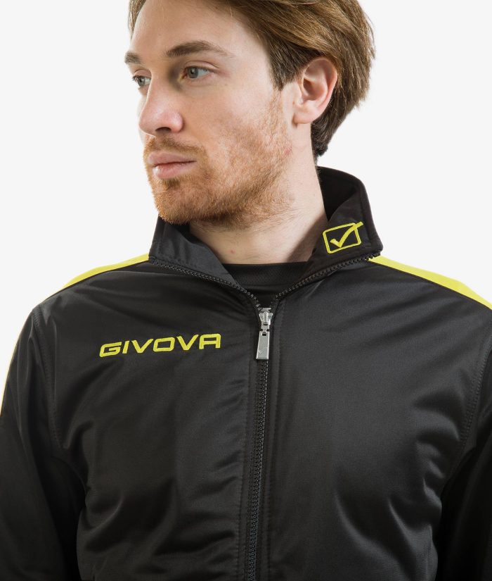 Tuta GIVOVA REVOLUTION NERO GIALLO Triacetato Set Unisex Sportivo Felpa Con Zip Pantaloni Tracksuit Da Ginnastica GIOSAL