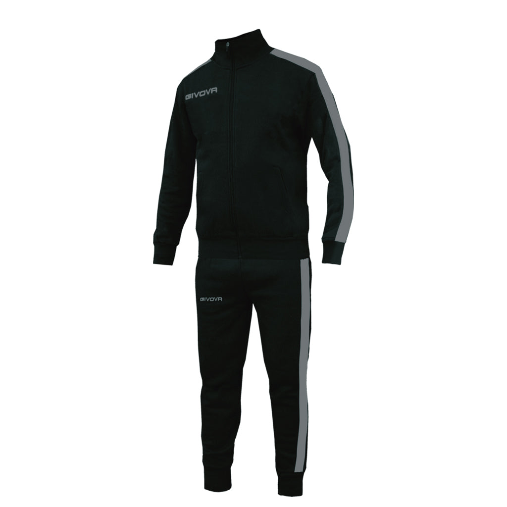 Tuta GIVOVA REVOLUTION NERO GRIGIO Felpa Garzata Set Unisex Sportivo Felpa Con Zip Pantaloni Tracksuit Da Ginnastica GIOSAL