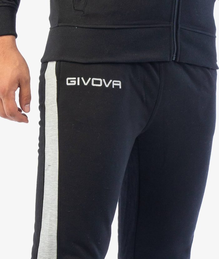 Tuta GIVOVA REVOLUTION NERO GRIGIO Felpa Garzata Set Unisex Sportivo Felpa Con Zip Pantaloni Tracksuit Da Ginnastica GIOSAL