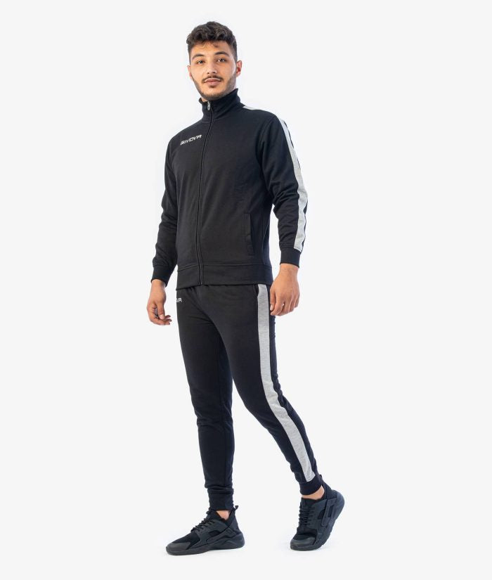 Tuta GIVOVA REVOLUTION NERO GRIGIO Felpa Garzata Set Unisex Sportivo Felpa Con Zip Pantaloni Tracksuit Da Ginnastica GIOSAL