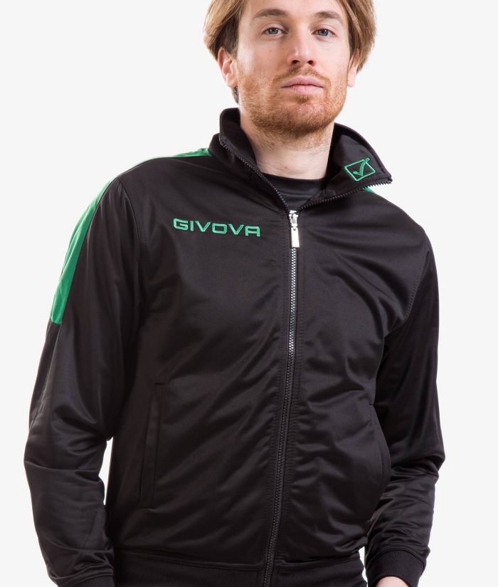 Tuta GIVOVA REVOLUTION NERO VERDE Triacetato Set Unisex Sportivo Felpa Con Zip Pantaloni Tracksuit Da Ginnastica GIOSAL