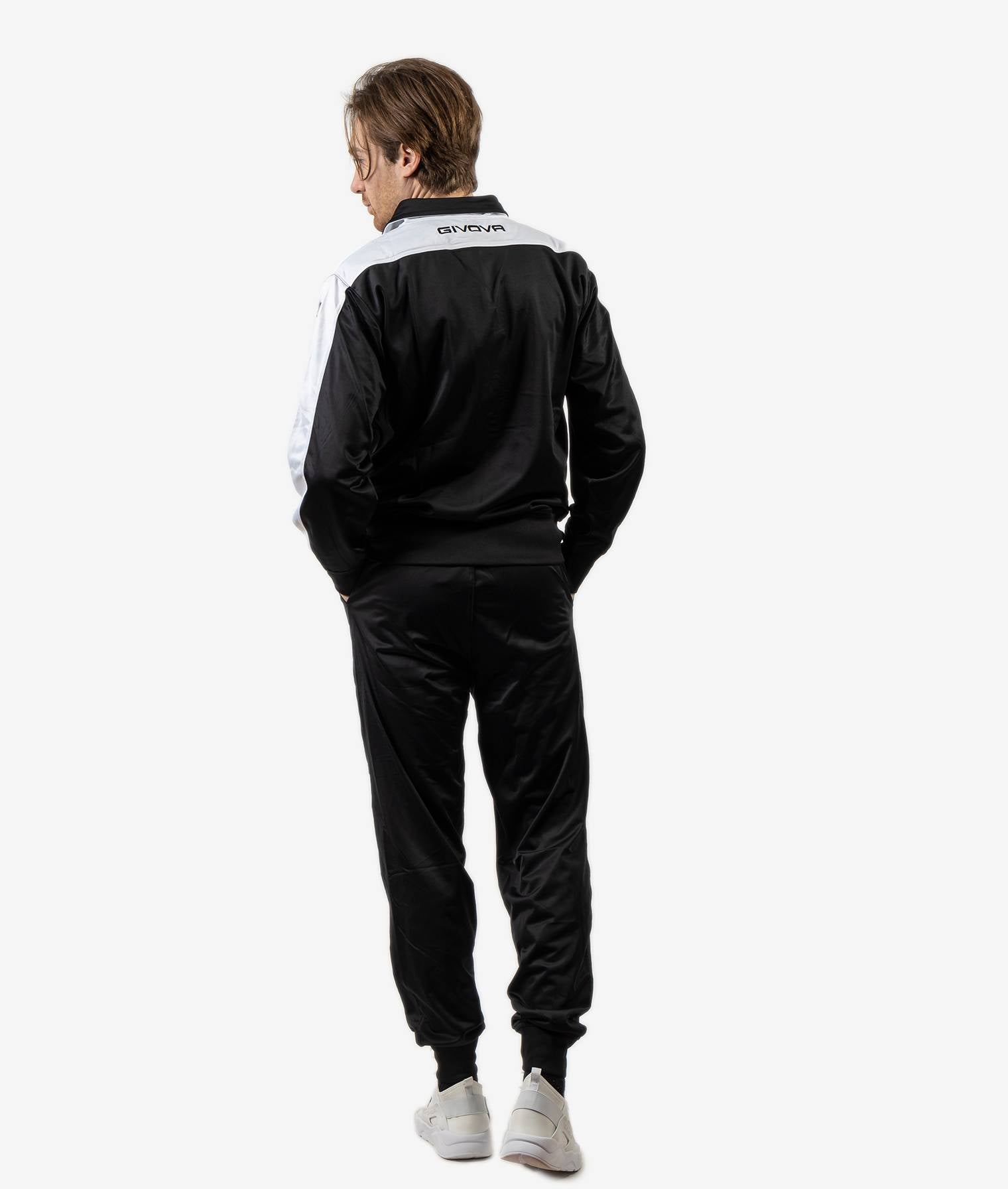 Tuta GIVOVA ROMA NERO BIANCO Triacetato Set Unisex Sportivo Da Ginnastica Felpa Con Zip Pantaloni Tracksuit GIOSAL