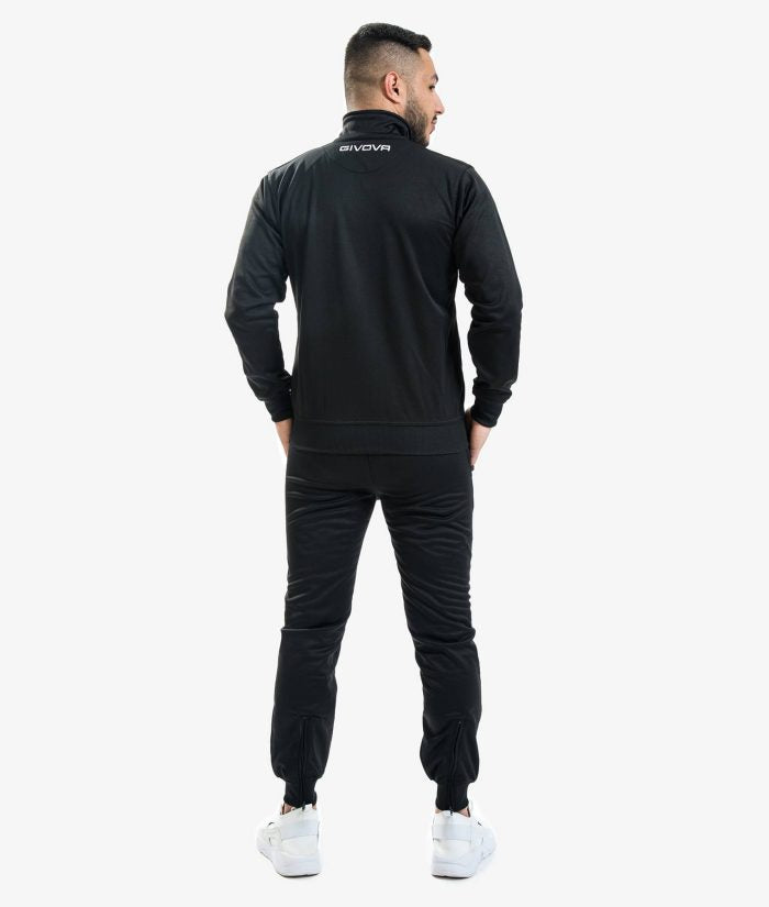 Tuta GIVOVA ONE FULL ZIP NERO BIANCO Set Unisex Sportivo Da Ginnastica Felpa Con Zip Pantaloni Tracksuit GIOSAL