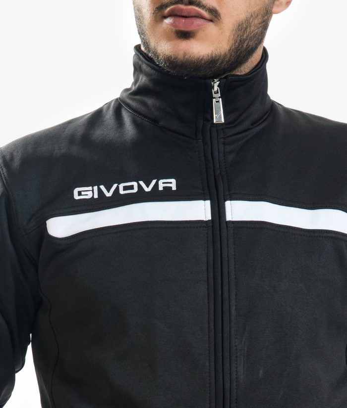 Tuta GIVOVA ONE FULL ZIP NERO BIANCO Set Unisex Sportivo Da Ginnastica Felpa Con Zip Pantaloni Tracksuit GIOSAL