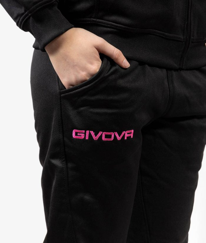 Tuta GIVOVA ONE FULL ZIP NERO FUXIA Set Unisex Sportivo Da Ginnastica Felpa Con Zip Pantaloni Tracksuit GIOSAL