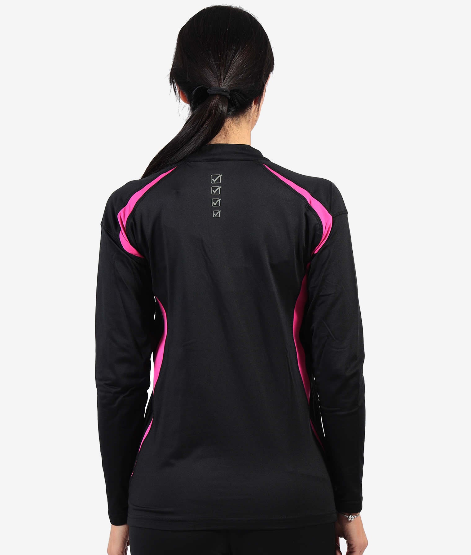 RUNNING LONG T-SHIRT GIVOVA NERO FUXIA Tessuto Tecnico Unisex Maglia  Sportiva Maniche Lunghe T-Shirt Bicolore Con Zip Da Ginnastica GIOSAL