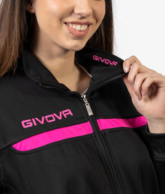 Tuta GIVOVA ONE FULL ZIP NERO FUXIA Set Unisex Sportivo Da Ginnastica Felpa Con Zip Pantaloni Tracksuit GIOSAL