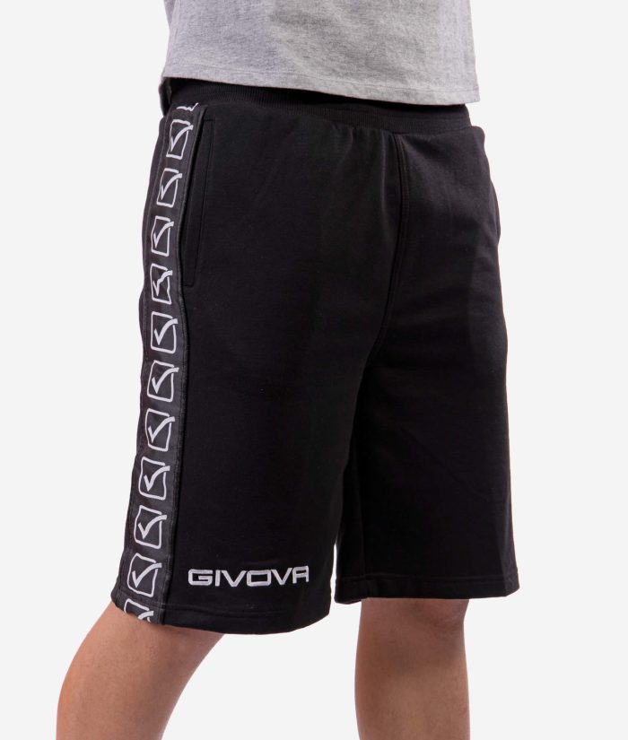 BERMUDA TERRY BAND GIVOVA NERO Unisex Cotone Shorts Con Elastico Pantaloncino Sportivo Con Tasche Da Ginnastica GIOSAL