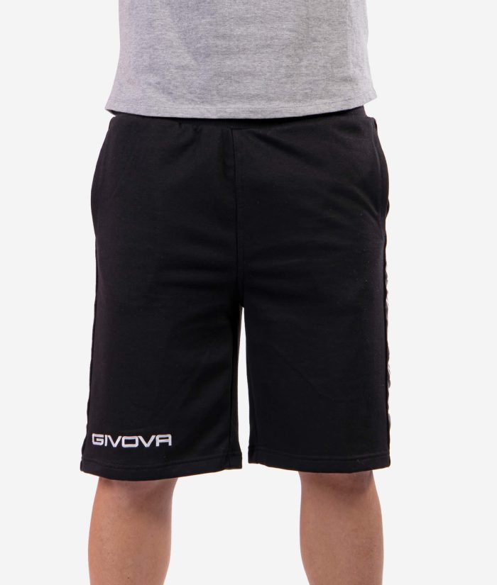 BERMUDA TERRY BAND GIVOVA NERO Unisex Cotone Shorts Con Elastico Pantaloncino Sportivo Con Tasche Da Ginnastica GIOSAL