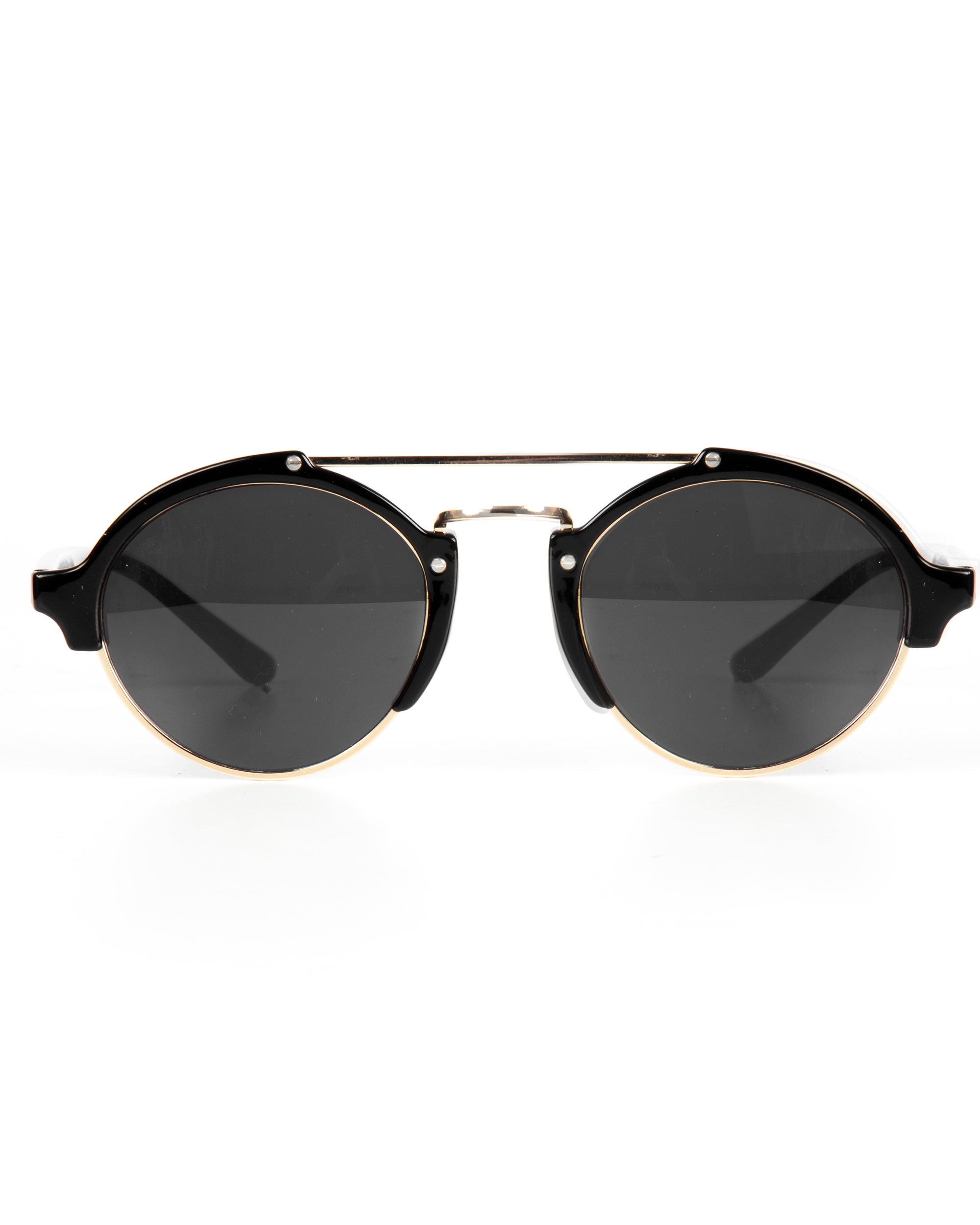 Occhiali da sole uomo unisex rotondi con ponte metallico vintage nero oro GIOSAL-OC1099A