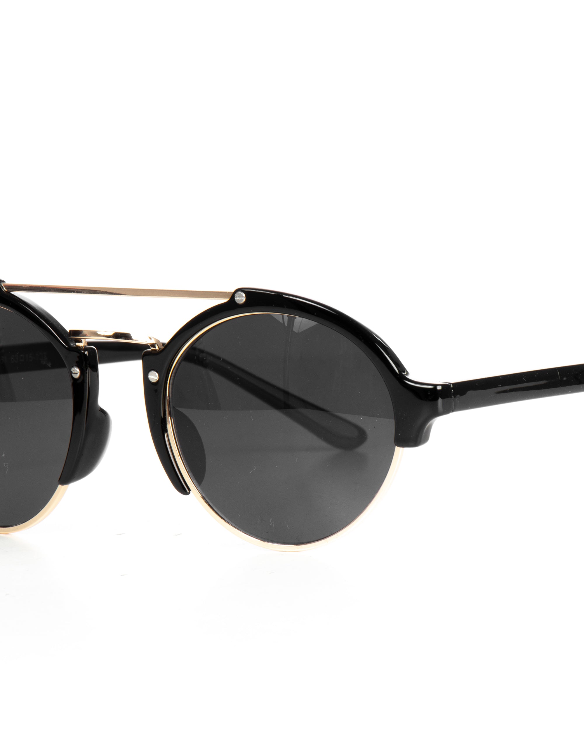Occhiali da sole uomo unisex rotondi con ponte metallico vintage nero oro GIOSAL-OC1099A