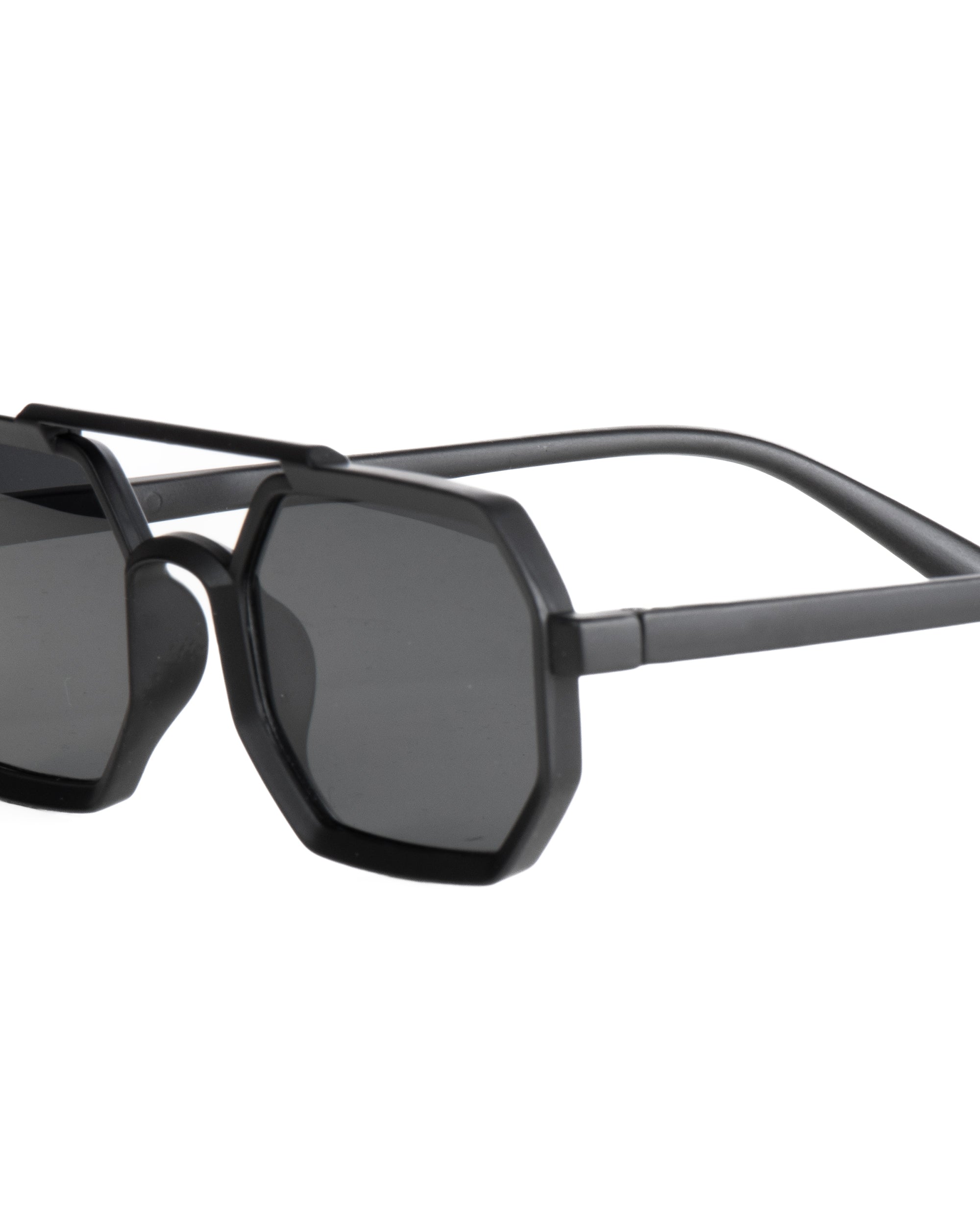Occhiali da sole uomo unisex ottagonale doppio ponte lenti fumè nero GIOSAL-OC1101A