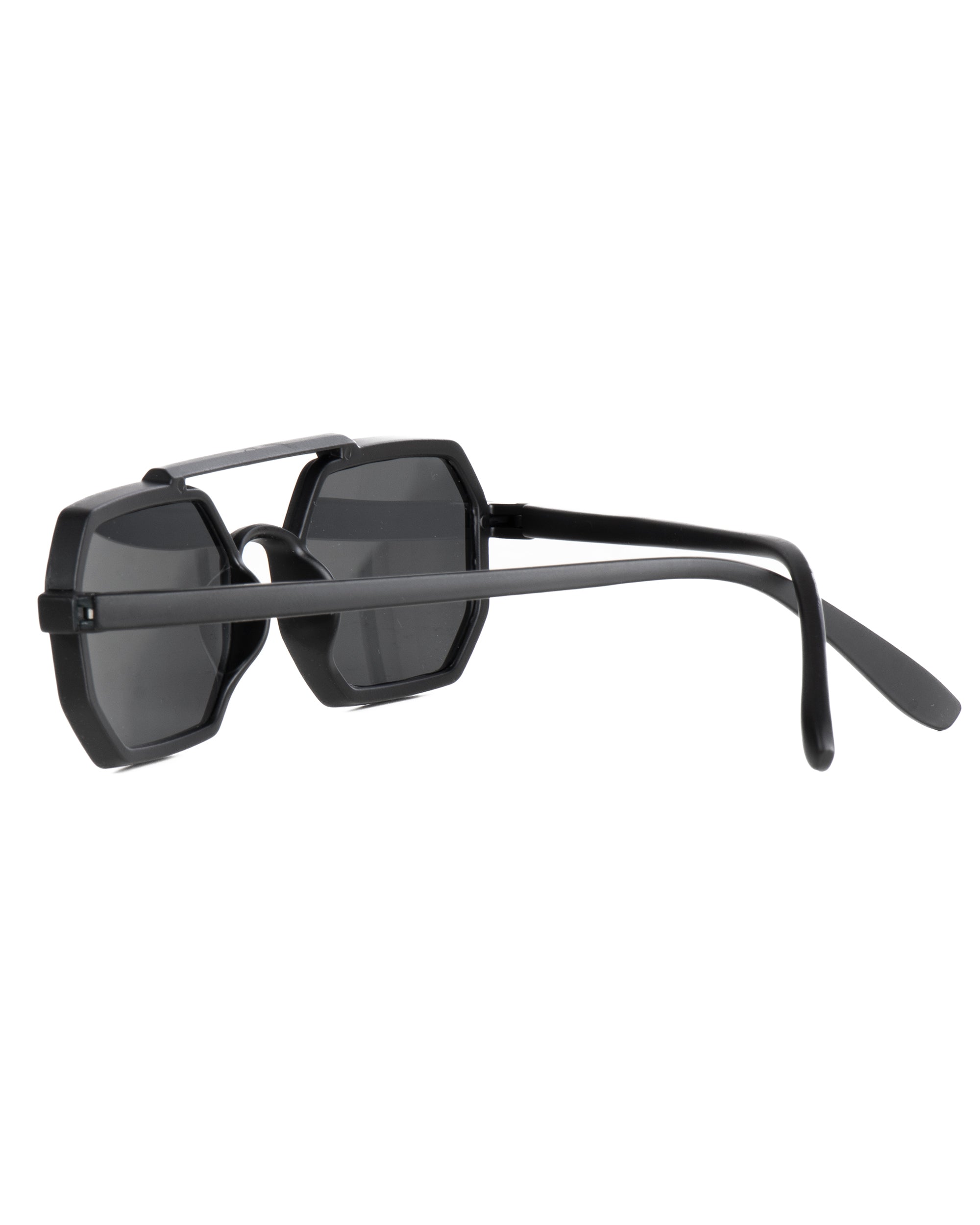 Occhiali da sole uomo unisex ottagonale doppio ponte lenti fumè nero GIOSAL-OC1101A